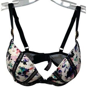Victoria’s Secret Very Sexy Push Up Bra Pigeonnant Size 32DD Lace Floral